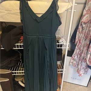 Lulu's Green Pleated Midi Sundress for Wedding Guests